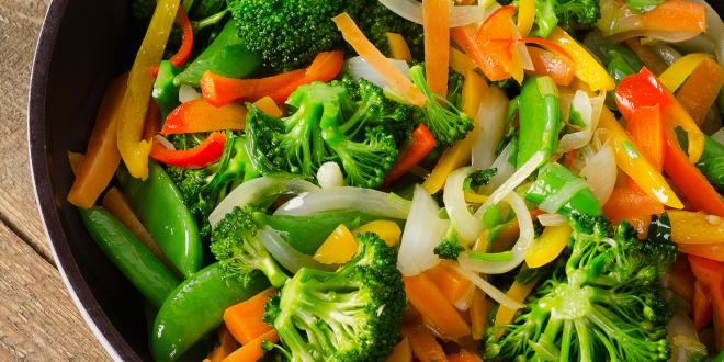 a pan full of vegetables ready for stir-fry