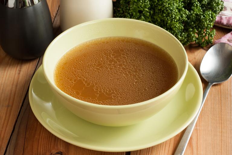 a dish of nourishing turkey bone broth